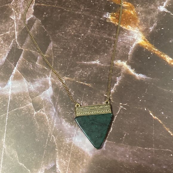 American Eagle Outfitters Gold Green Marble Boho Pendant Necklace